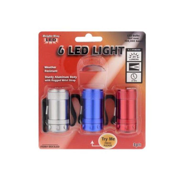 3pk 6-LED ALUMINUM LIGHT C/P 48