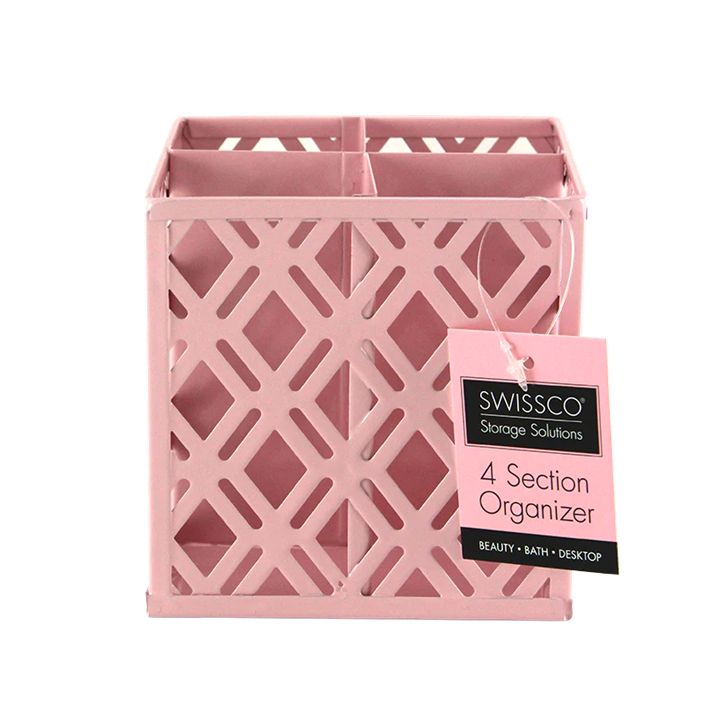4-SECTION METAL SQUARE ORGANIZER W/DIAMOND PATTERN C/P 12