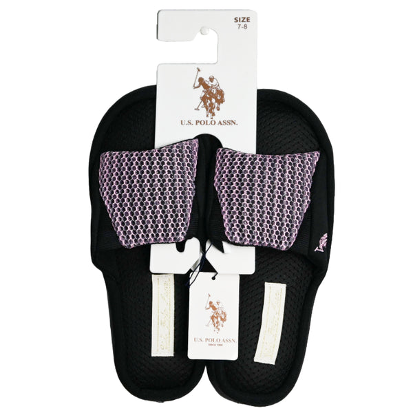 U.S. POLO ASSN. BLK/PINK LADIES SLIPPERS SIZE S-L C/P 24