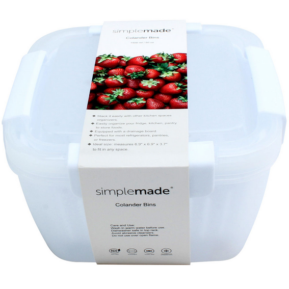 50oz GRAY STORAGE CONTAINER W/BERRY COLANDER C/P 12