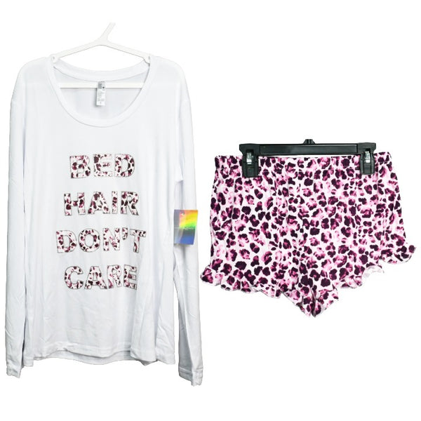 2pc Wht LS Shirt Short Set C/P 36 French Affair