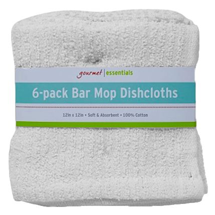 6pk Bar Mop Dish Cloth Vertical Ribbed, 12x12in, 14oz/dz , 100% Cotton C/P 24