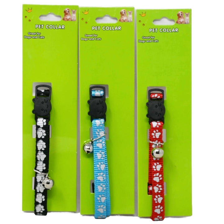 Asst Sm Collar Paw Print w/Bell (Cat or Small Dog) C/P 24