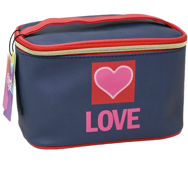*OUTSIDE OF CA* NAVY LOVE PRINT COSMETIC TRAIN CASE C/P 20