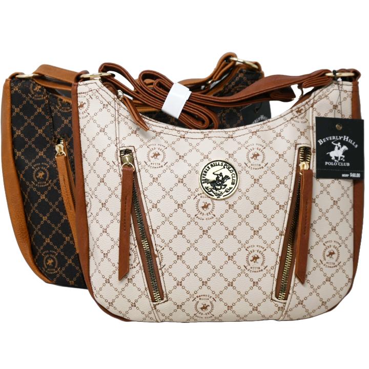 BHPC HOBO HANDBAG W/TOP ZIPPER 2-ASST BEIGE & BROWN C/P 12