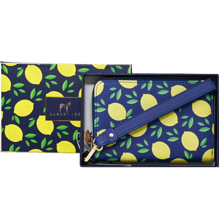 *OUTSIDE OF CA* SMALL LEMON PRINT ZIPPER WALLET IN GIFT BOX C/P 50