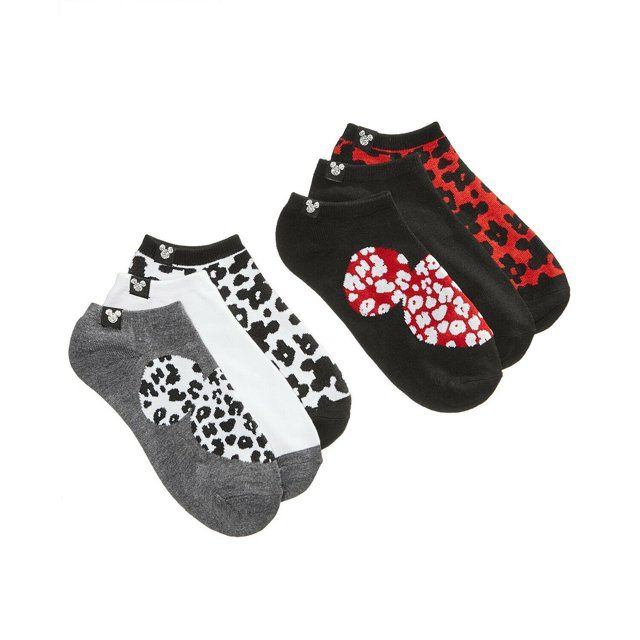 6pk WOMEN MINNIE MOUSE CHEETAH PRINT NS SOCKS SIZE 9-11 C/P 60