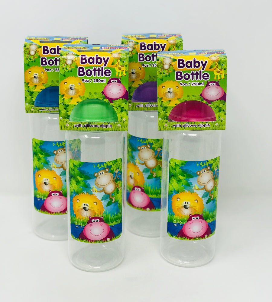 BOTTLE ,9OZ BABY SAFARI 4AST C/P 36