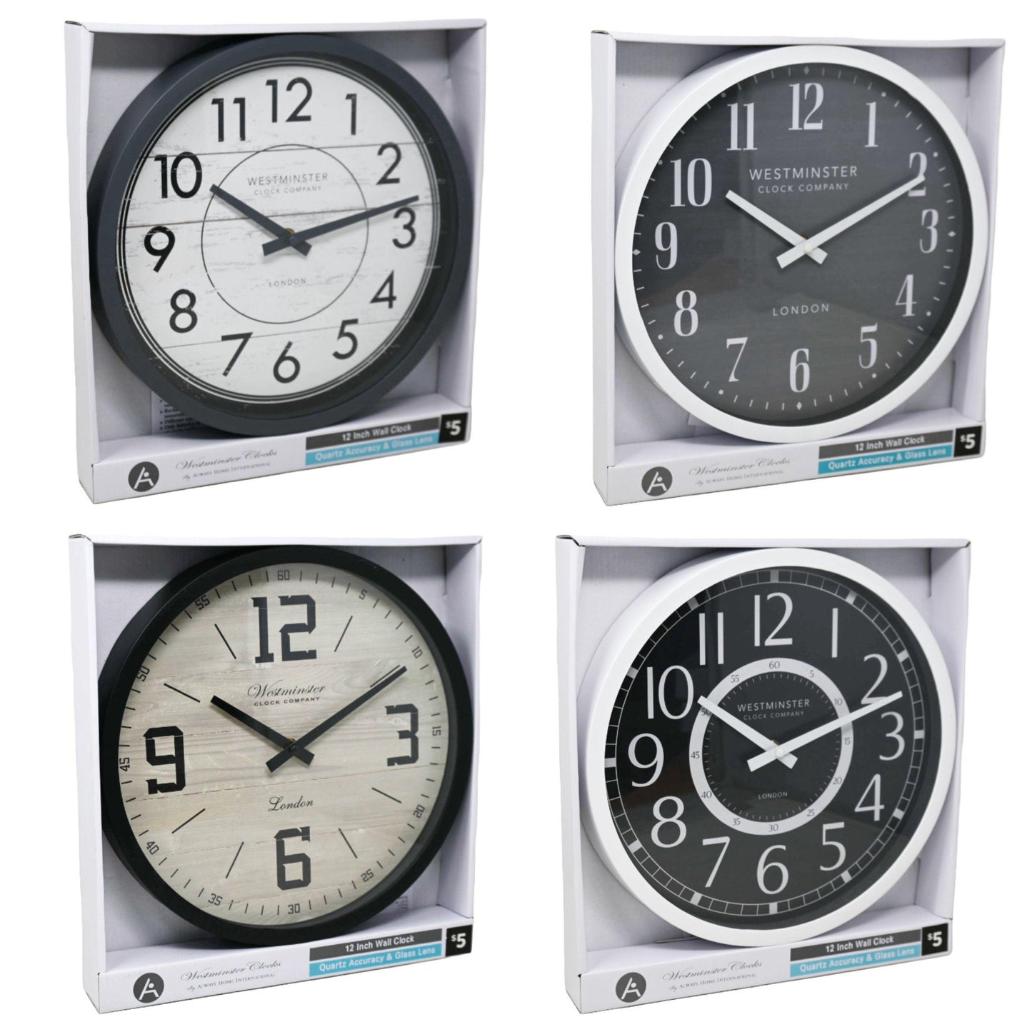 12" ASST WALL CLOCK C/P 4