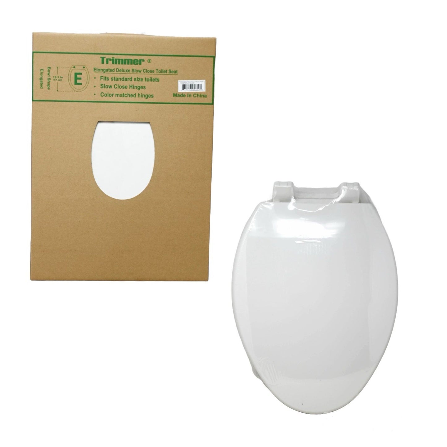 *OUTSIDE OF CA*Toilet Seat 19” Plastic Slow Close White C/P 6
