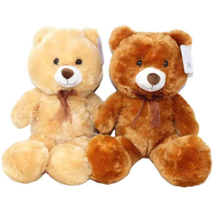 12" BEAR WITH RIBBON 2-ASST COLORS C/P 36