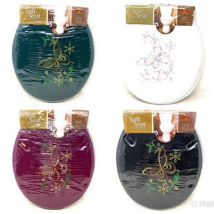 SOFT TOILET SEAT ASSORTED W/EMBROIDERED BUTTERFLY ON COVER C/P 12