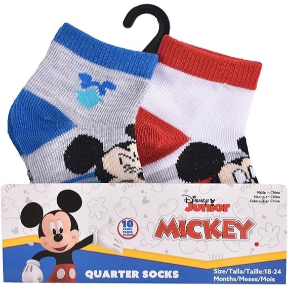 10pk 18-24m MICKEY MOUSE HAVE FUN QRT SOCKS C/P 60
