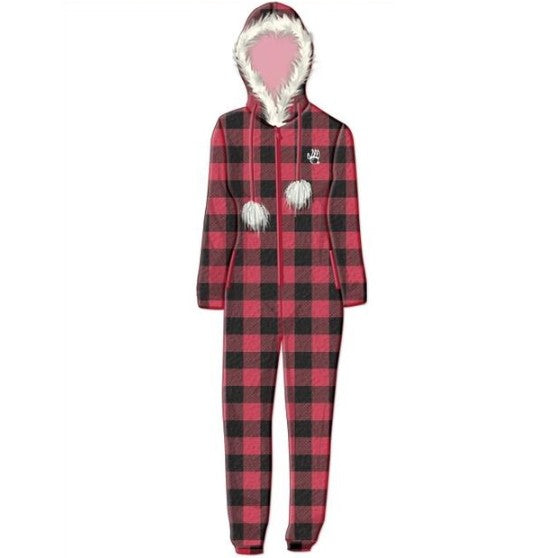 1X-3X ASST BLACK SLEEP FUR TRIM ONESIE C/P 24