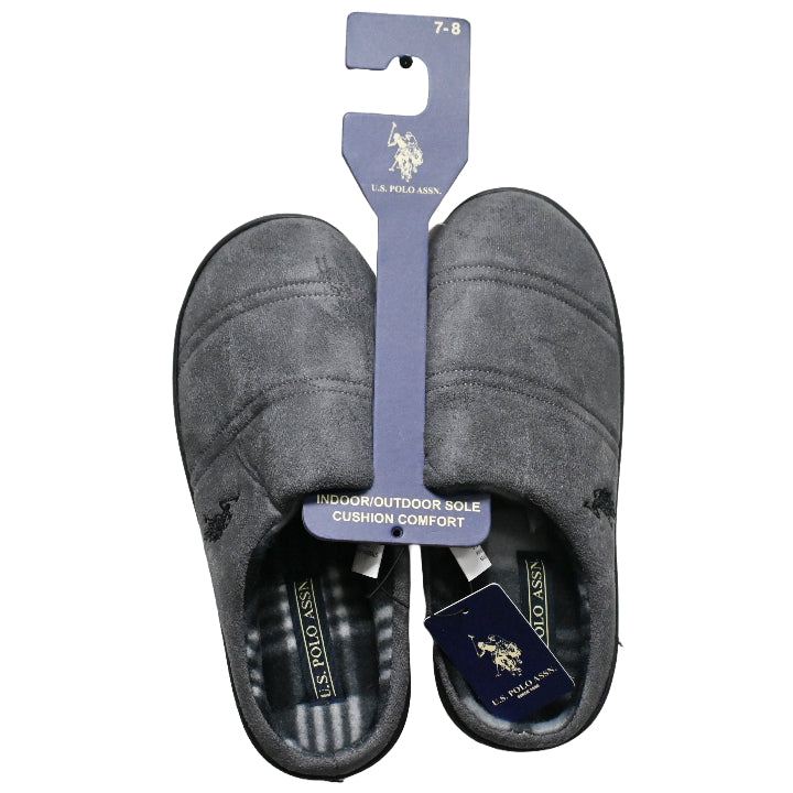 U.S. POLO ASSN. MEN'S GRAY SLIPPERS C/P 24