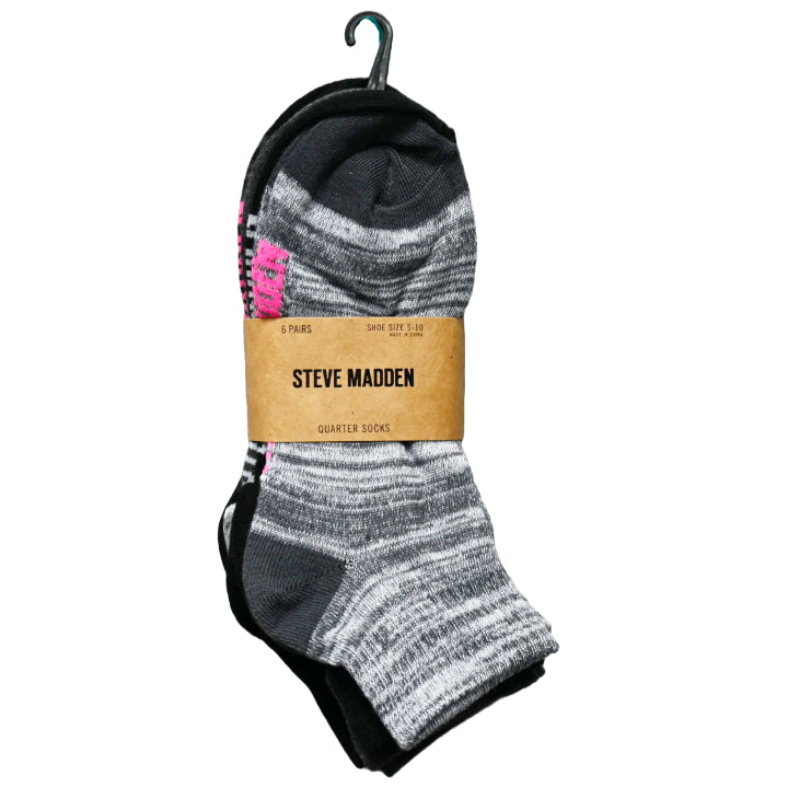 6pk WOMEN BASIC QTR SOCKS STEVE MADDEN C/P 36