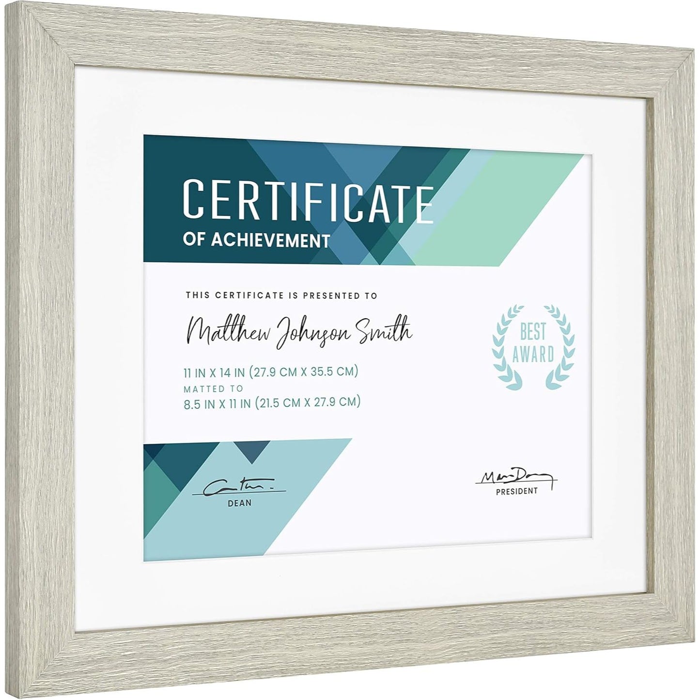 8pk 11X14" GRAY MATTED WOODGRAIN FRAME C/P 1