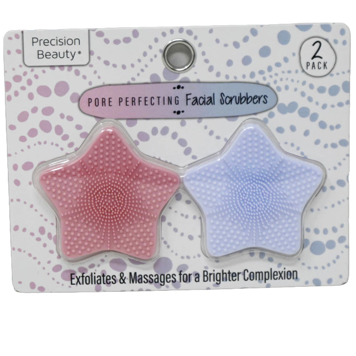 2pk PINK/PURPLE SILICONE FACE SCRUBBERS STAR C/P 144