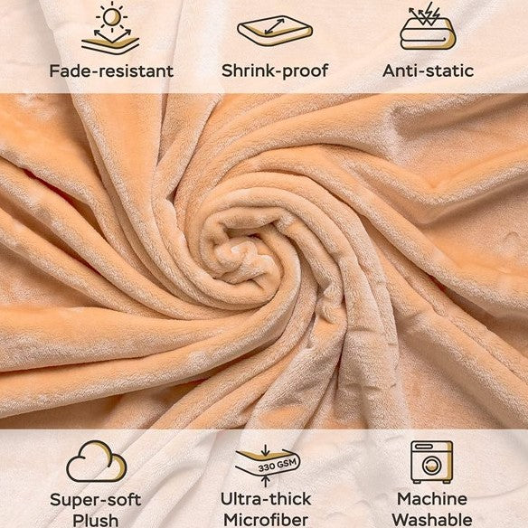 90"X90" SUNSHINE BEIGE QUEEN SIZE THROW BLANKET C/P 6