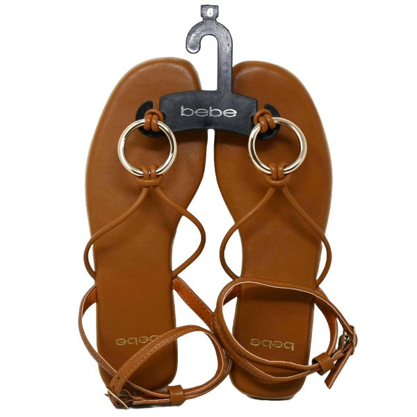 WOMEN TAN FASHION SANDAL wKNOT STRAP UPPER & METAL HARDWARE BEBE 6-ASST SIZE C/P 12