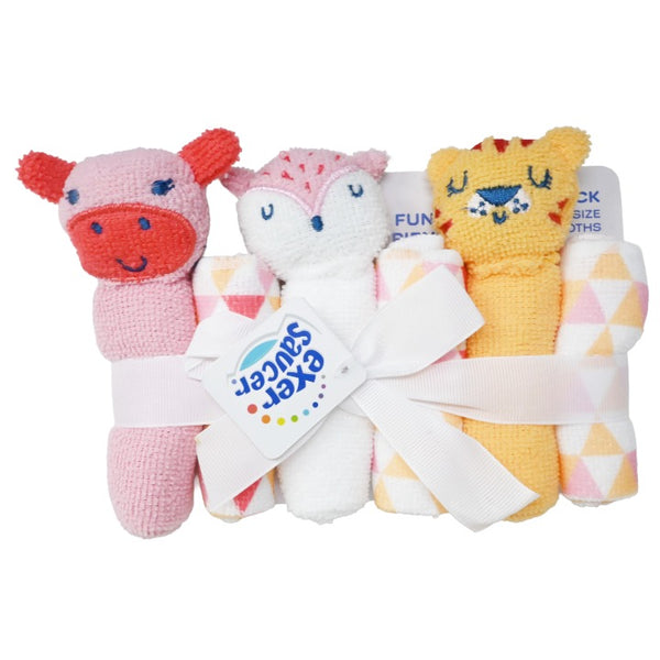 6pc Pnk Flx Washcloths Mitts Set C/P 36 Exersaucer