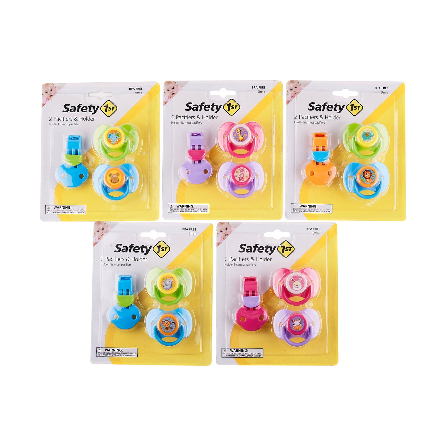 Safety 1st 2pk PACIFIERS & HOLDER C/P 36