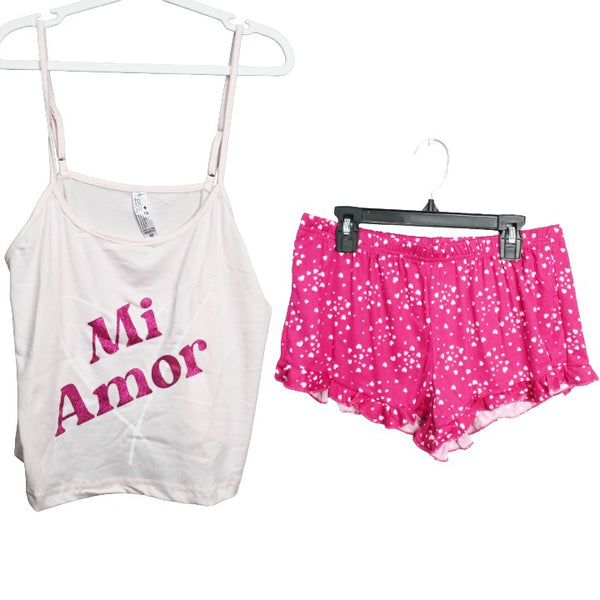2pc Pnk Hearts Tank Cami Set C/P 36 Lux Dreams