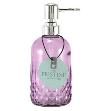 18oz Glass Soap Dispenser Pink with Chrome Pump C/P 12