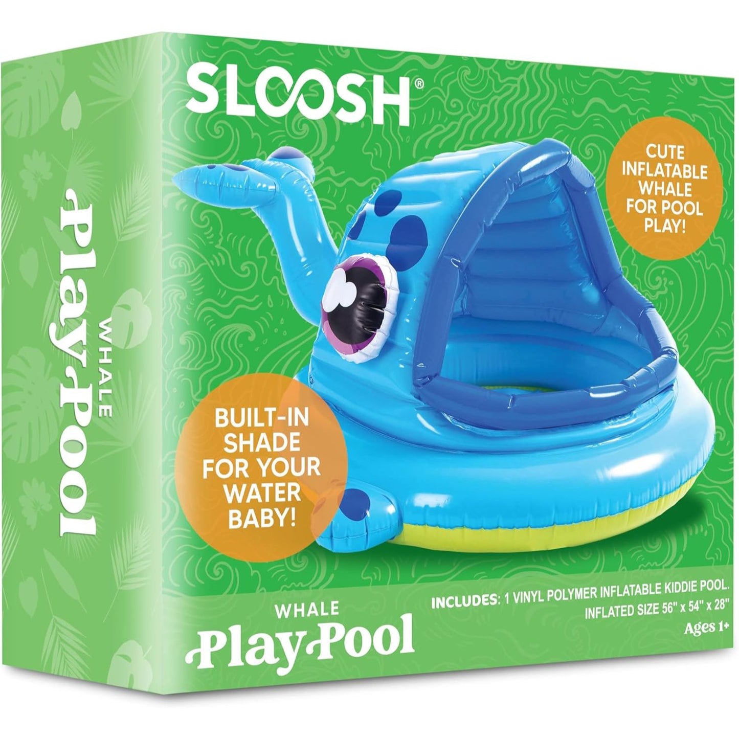 56"x54"x28" SLOOSH WHALE KIDS POOL C/P 4