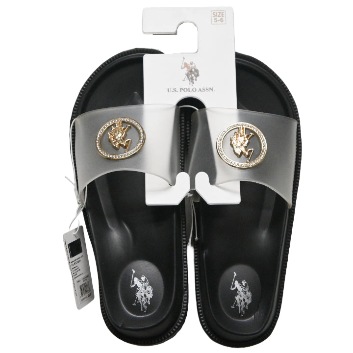 U.S. POLO ASSN. LADIES BLK/CLEAR SANDALS C/P 24