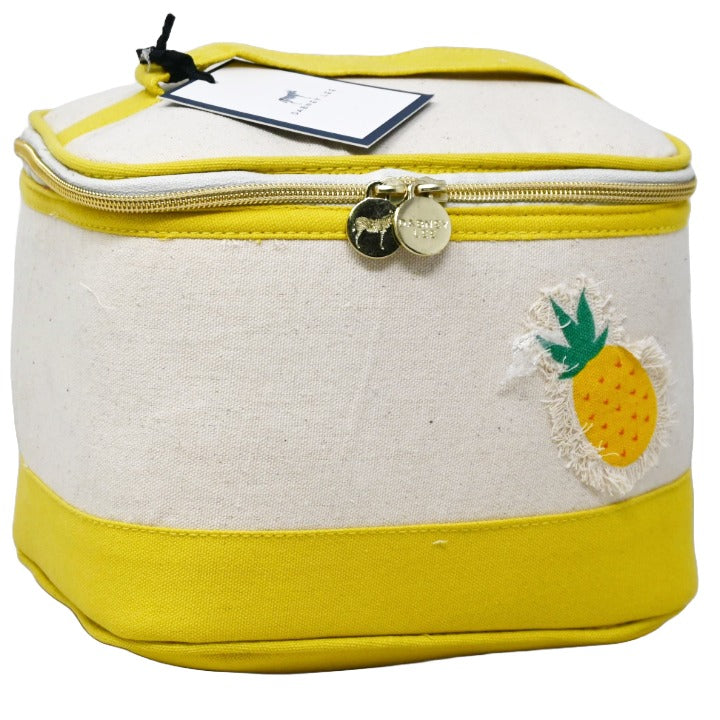 *OUTSIDE OF CA* NATURAL/YELLOW PINEAPPLE APPLIQUE TRAIN CASE DABNEY LEE C/P 18