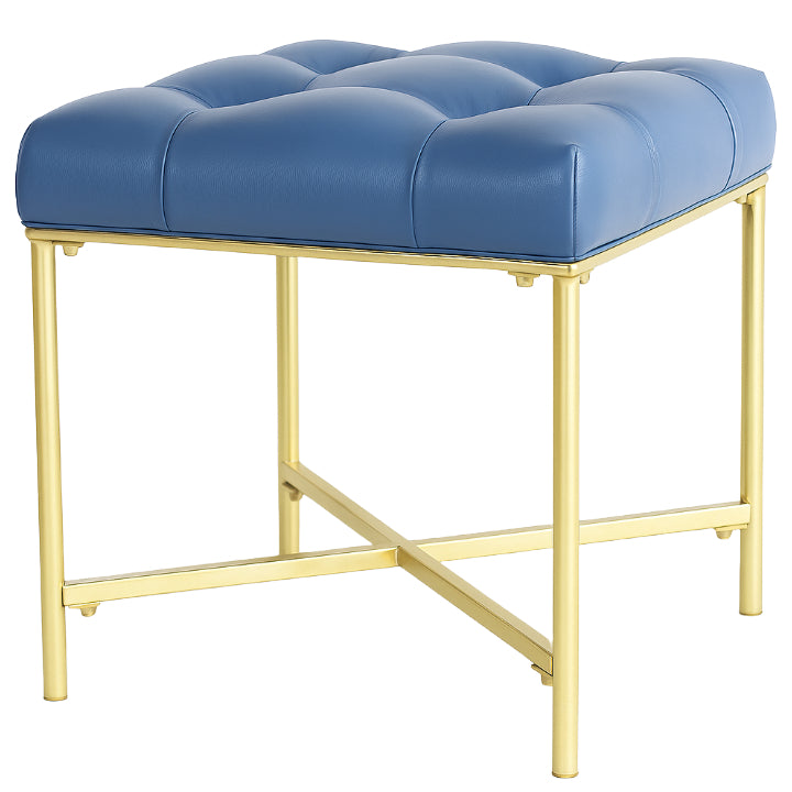 Navy Ottoman PU Leather with Gold Metal Legs 18.3"Hx16.1"SQ RTA C/P 2