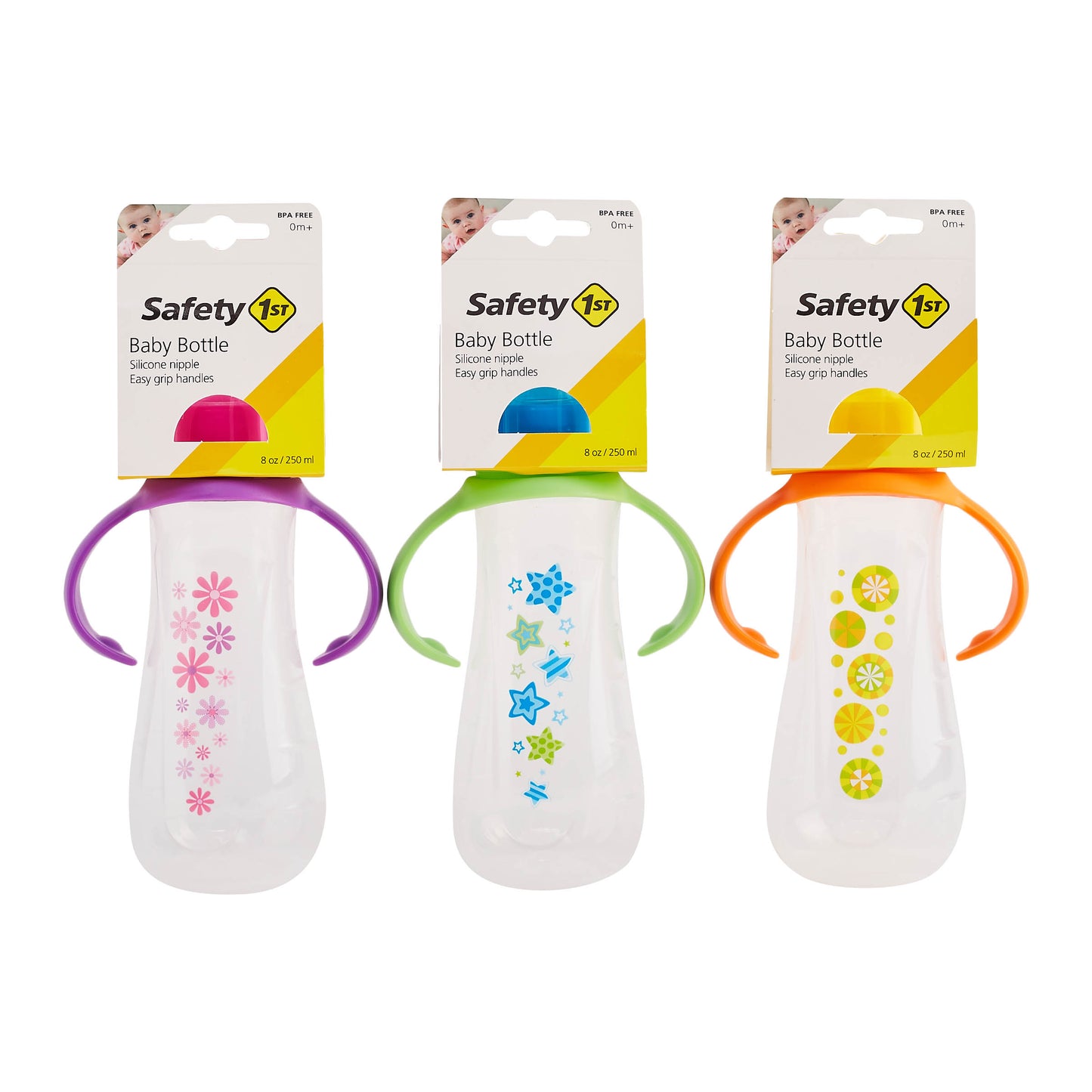 Safety 1st 8oz SIDE GRIP BABY BOTTLE W/GRIP HANDLES C/P 36