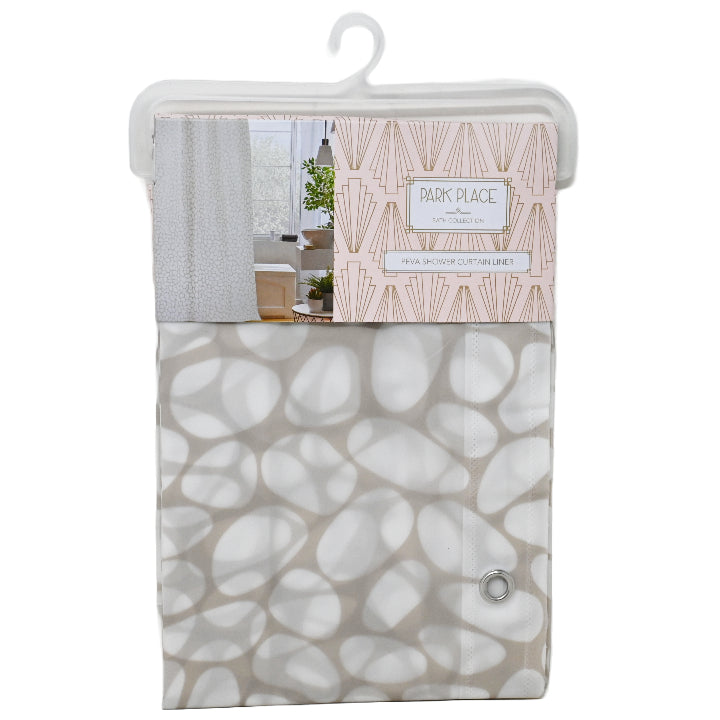 70" X 72" TAUPE PEVA SHOWER CURTAIN C/P 12