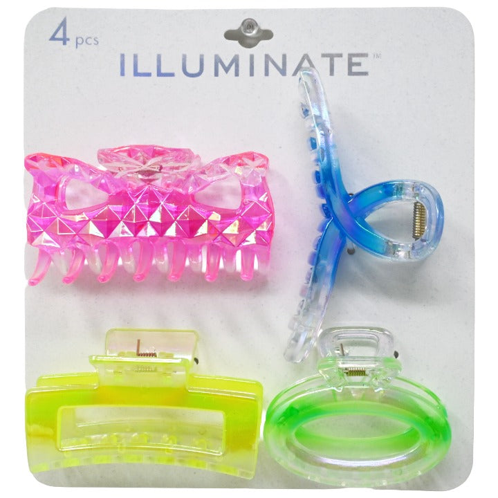 Illuminate 4pk Bright Asst Hair Clips (Includes Infinity Hair Clip) Peg Card C/P 72