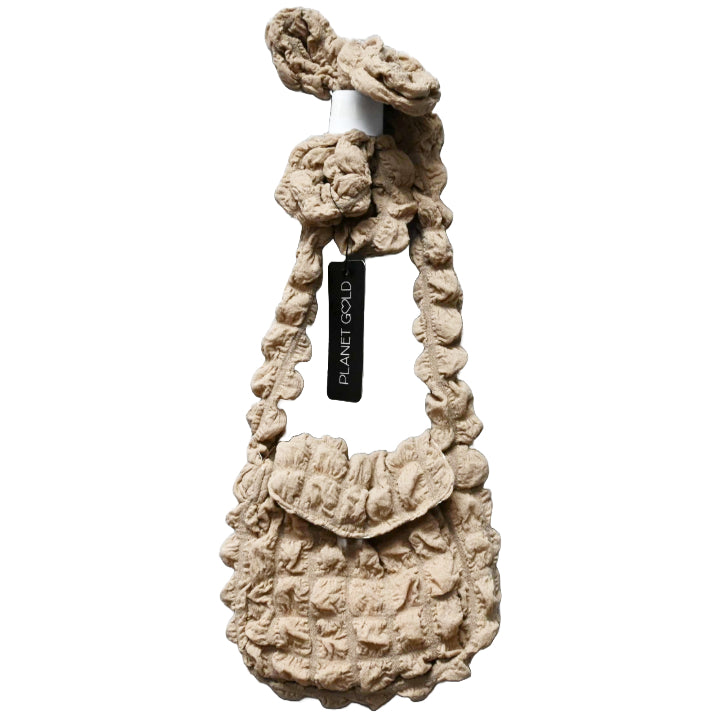 TAUPE QUILTED CROSS BODY HANDBAG W/TOP ZIPPER C/P 12