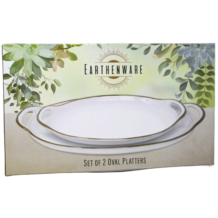 2pc Oval Platters CB C/P 4 EARTHENWARE