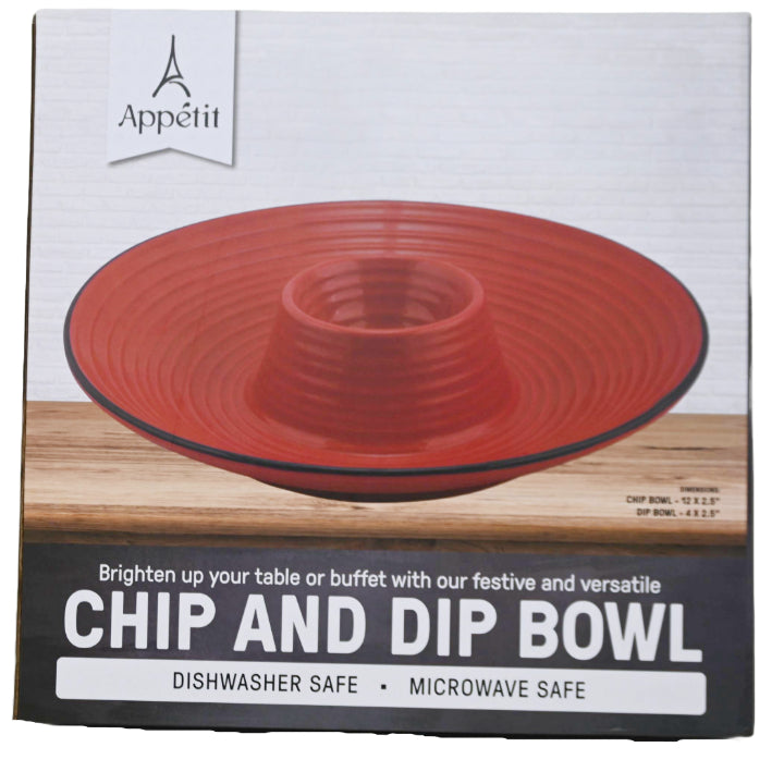 RED CHIP-N-DIP DISH BOWL C/P 6