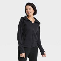 SM BLACK WOMEN FLEECE FULL ZIP HOODED SWEATSHIRT C/P 12