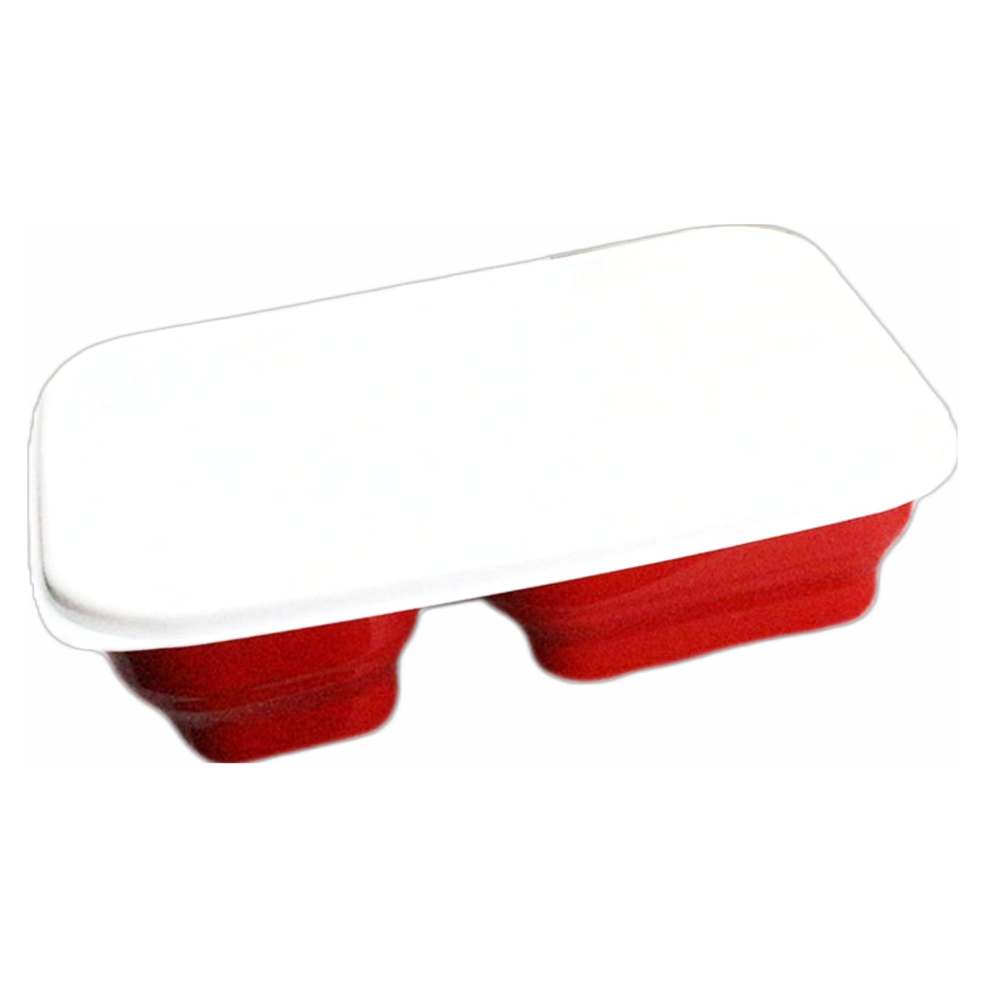3-COMPARTMENT RED LUNCH BOX W/LID C/P 48