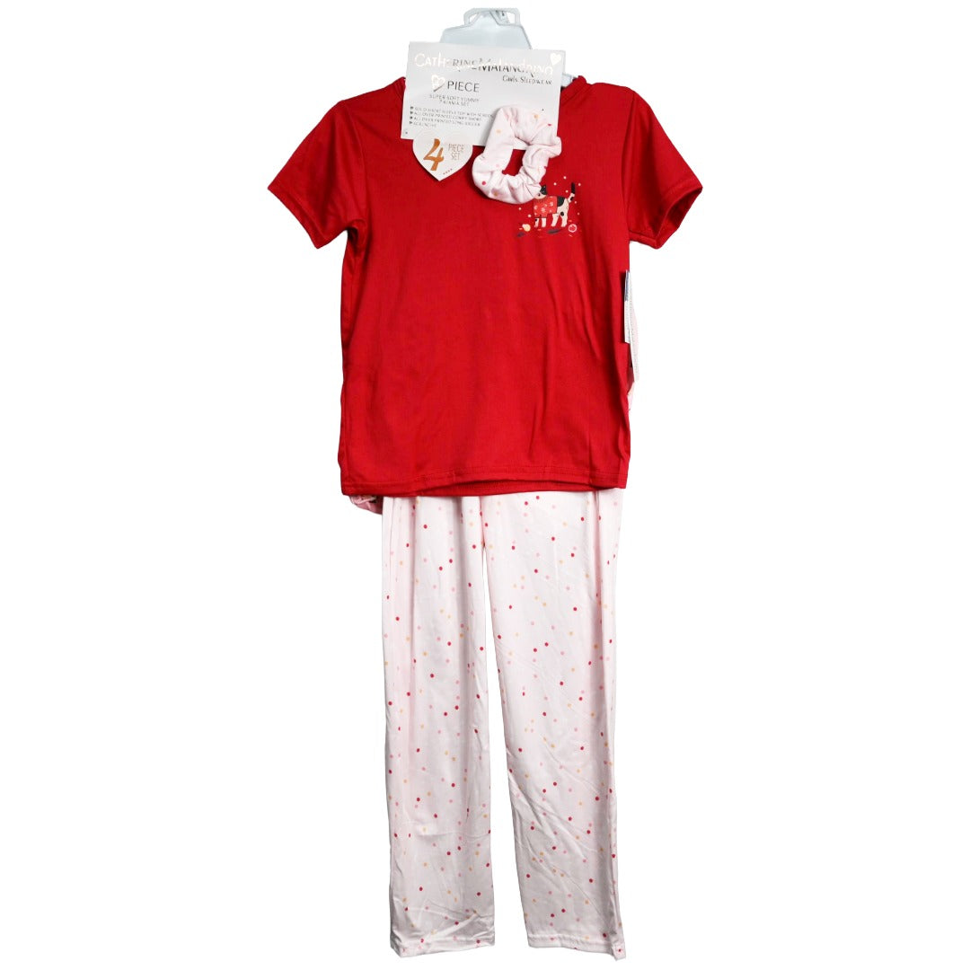 Red/Dot Girls 4pc Pajama Set 7-16 C/P 48 Catherine Malandrino