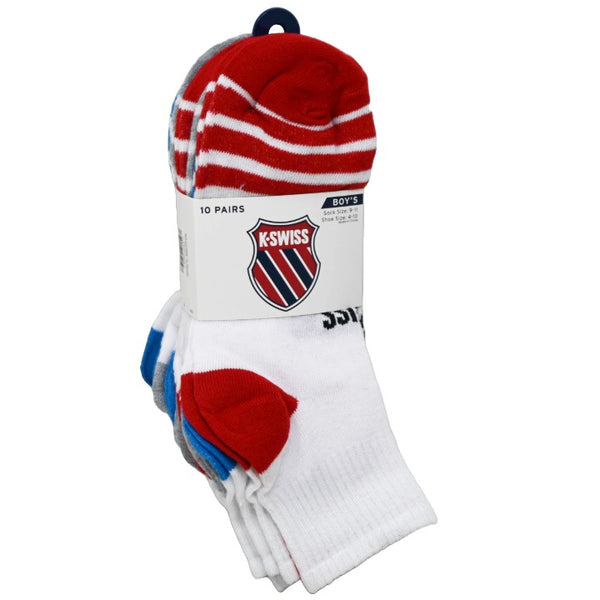K-SWISS 10PK 9-11 BOYS QT STRIPE SOCKS C/P 36