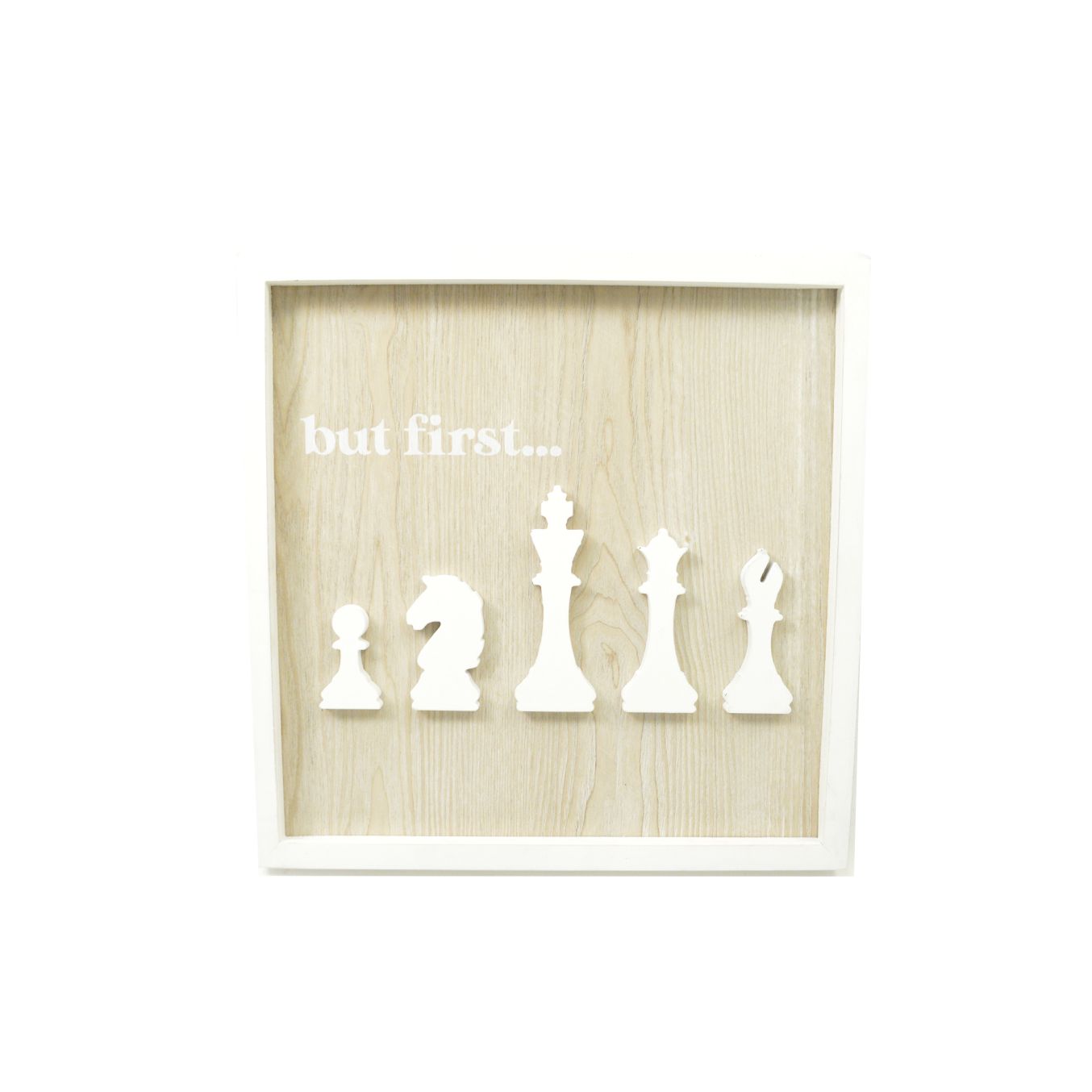 16"x16" BUT FIRST-WHITE APPLIQUE PRINT FRAMED MDF WALL SIGN C/P 4