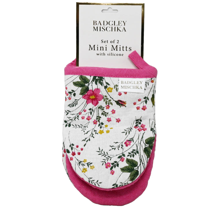 2pc Fuchsia Floral Silicone Grip Mini Mitt C/P 24