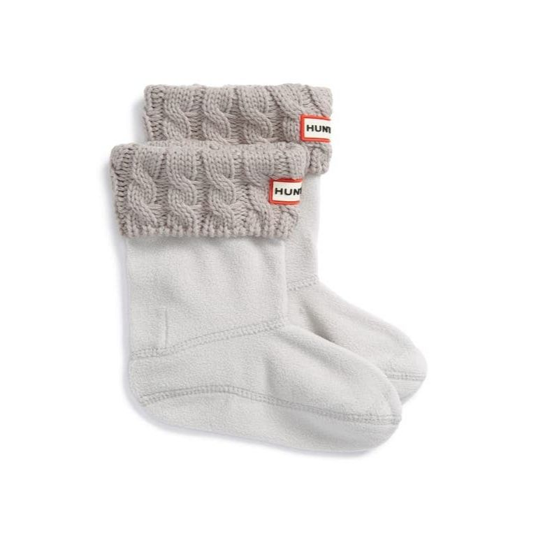 XS KIDS GREIGE CABLE BOOT SOCKS - ACRYLIC SOLID C/P 24
