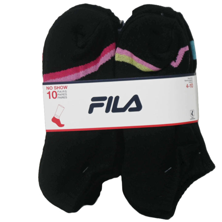 10pk FILA GRL POWER PRINT HC NS SOCKS SIZE 9-11 C/P 60