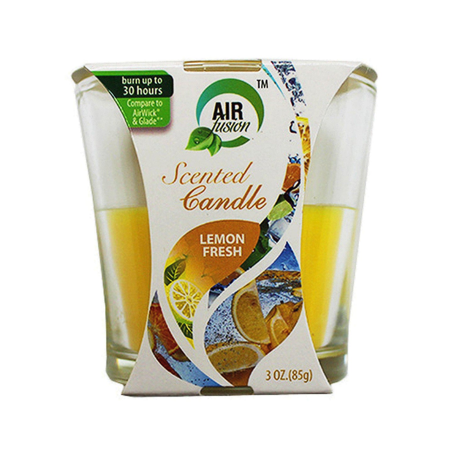 3oz (85GM) "AS IS" JAR GLASS CANDLE-LEMON FRESH C/P 12