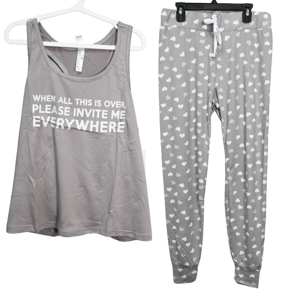 2pc Gry Tank Jogger Set C/P 36 French Affair