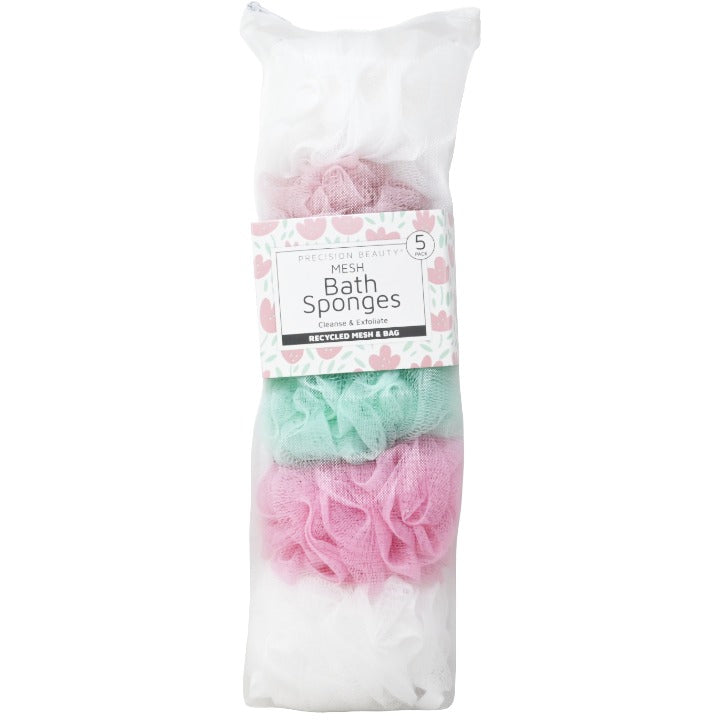 5pk Wht Pnk Bath Sponges C/P 12 Precision Beauty