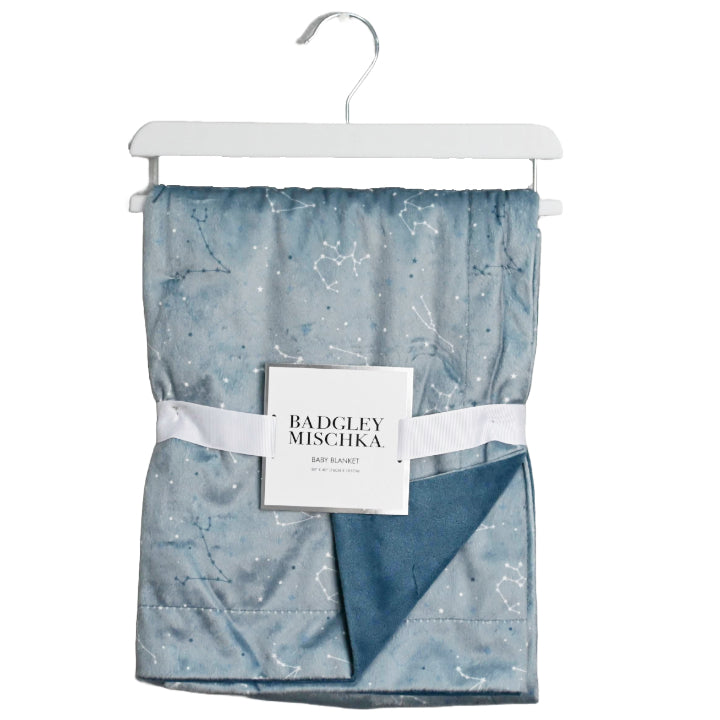 1PC Mink Blanket - Badgley Mischka Blue Constellation Print & Blue On Reverse C/P 30